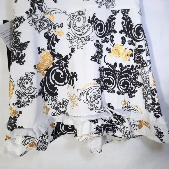 Y2K‎ Baby Phat Girl Dress 5 6 White Embroidered Ruffle Bow Gold Cat Logo Cottage - Picture 11 of 13